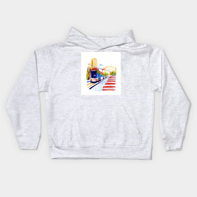 Metro line Kids Hoodie by MARKDONNELLYILLUSTRATION